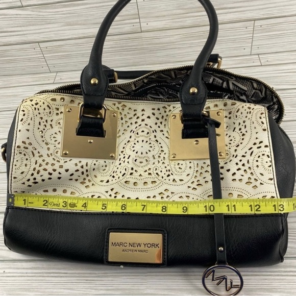 Marc New York Andrew Marc Handbag w/ White Perforated Vinyl Lace - Picture 3 of 12